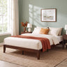 Bamboo Japanese Joinery Bed Frame | Platform Bed Frame with 4 Mattress Stoppers | Low Profile, Noise-Free, No Box Spring Needed walnut