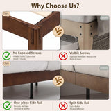 Bamboo Japanese Joinery Bed Frame | Platform Bed Frame with 4 Mattress Stoppers | Low Profile, Noise-Free, No Box Spring Needed walnut 5