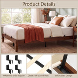 Bamboo Japanese Joinery Bed Frame | Platform Bed Frame with 4 Mattress Stoppers | Low Profile, Noise-Free, No Box Spring Needed walnut 7