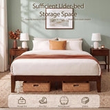 Bamboo Japanese Joinery Bed Frame | Platform Bed Frame with 4 Mattress Stoppers | Low Profile, Noise-Free, No Box Spring Needed walnut 8