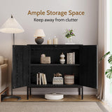 Sideboard Cabinet with Natural Rattan Decorated Doors