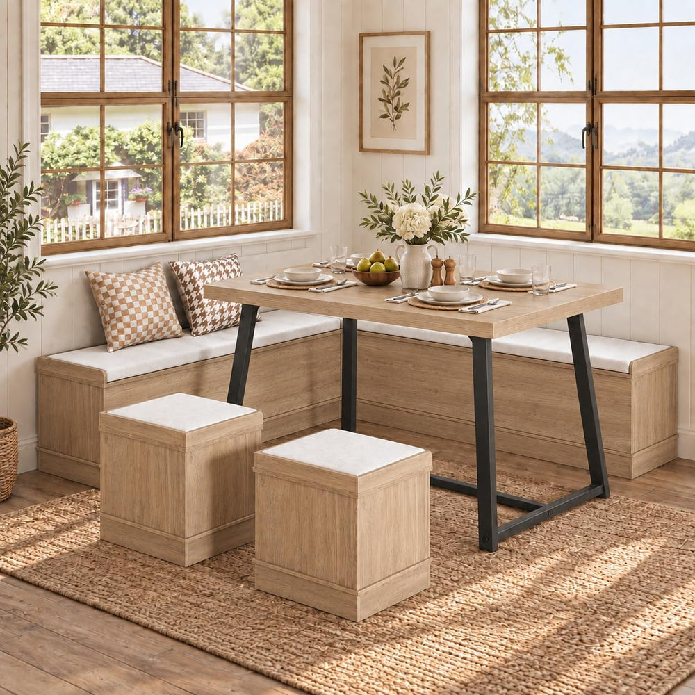 6-Piece Breakfast Nook Dining Set with Storage, Seats 4–6