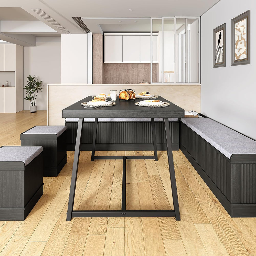 6-Piece Breakfast Nook Dining Set with Storage, Seats 4–6