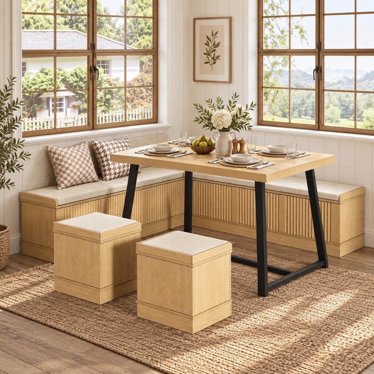 6-Piece Breakfast Nook Dining Set with Storage, Seats 4–6