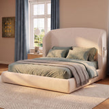 Cloud Bed Frame — Plush Wavy Wingback Headboard | No Box Spring | White | Queen & King 13
