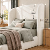 Cloud Bed Frame — Plush Wavy Wingback Headboard | No Box Spring | White | Queen & King 3