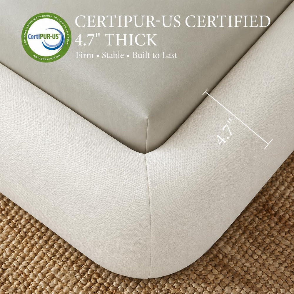 Cloud Bed Frame — Plush Wavy Wingback Headboard | No Box Spring | White | Queen & King 7