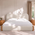 Cloud Bed Frame with Solid Wood Posts | 6-Inch Thick Headboard | 40.5" Tall Camelback Curved Headboard | Upholstered Platform Bed | Queen & King