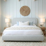 Cloud Boucle Bed Frame | Rounded Headboard, Solid Wood Legs, No Box Spring Needed grey