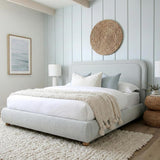 Cloud Boucle Bed Frame | Rounded Headboard, Solid Wood Legs, No Box Spring Needed grey