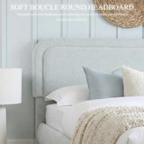 Cloud Boucle Bed Frame | Rounded Headboard, Solid Wood Legs, No Box Spring Needed grey