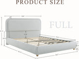 Cloud Boucle Bed Frame | Rounded Headboard, Solid Wood Legs, No Box Spring Needed grey full size