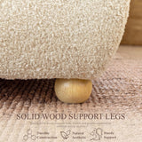 Cloud Boucle Bed Frame | Rounded Headboard, Solid Wood Legs, No Box Spring Needed khaki 