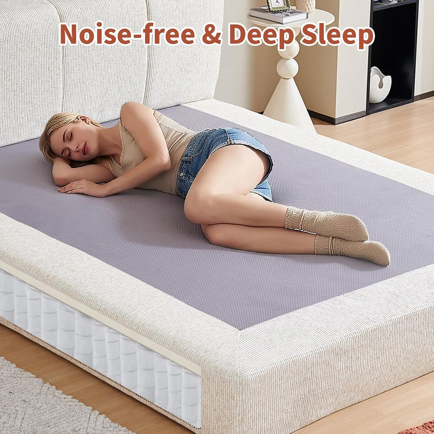 Cloud Bed Frame - Queen Upholstered Linen Platform Bed Frame, 1-Minute Tool-Free Setup, Modern Padded Headboard Mattress Foundation, Supportive Dual-Core Silent Bed Frame