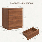 Curved Nightstand with Hidden Drawer | 3 Push-to-Open Drawers | Natural Oak & Walnut 11