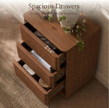 Curved Nightstand with Hidden Drawer | 3 Push-to-Open Drawers | Natural Oak & Walnut 16