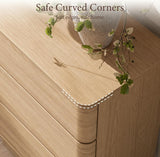Curved Nightstand with Hidden Drawer | 3 Push-to-Open Drawers | Natural Oak & Walnut 5