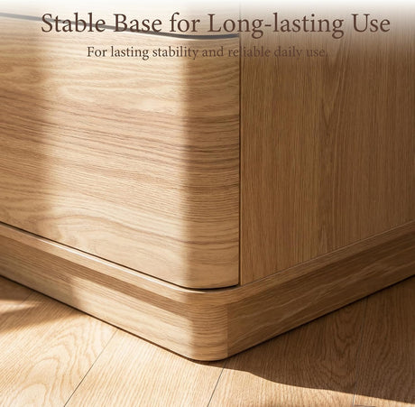 Curved Nightstand with Hidden Drawer | 3 Push-to-Open Drawers | Natural Oak & Walnut 6