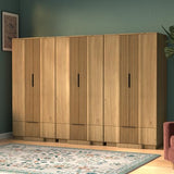 Yechen 67" Fluted Oak Armoire Wardrobe with Doors & Drawer - Natural Wood Closet Cabinet
