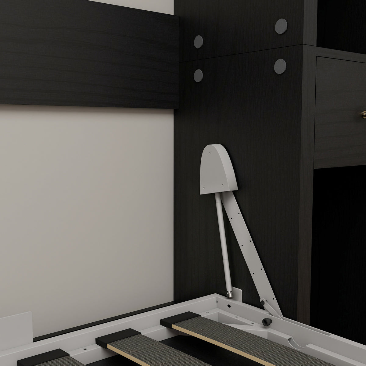 Queen Horizontal Murphy Bed with Desk & Storage – Black