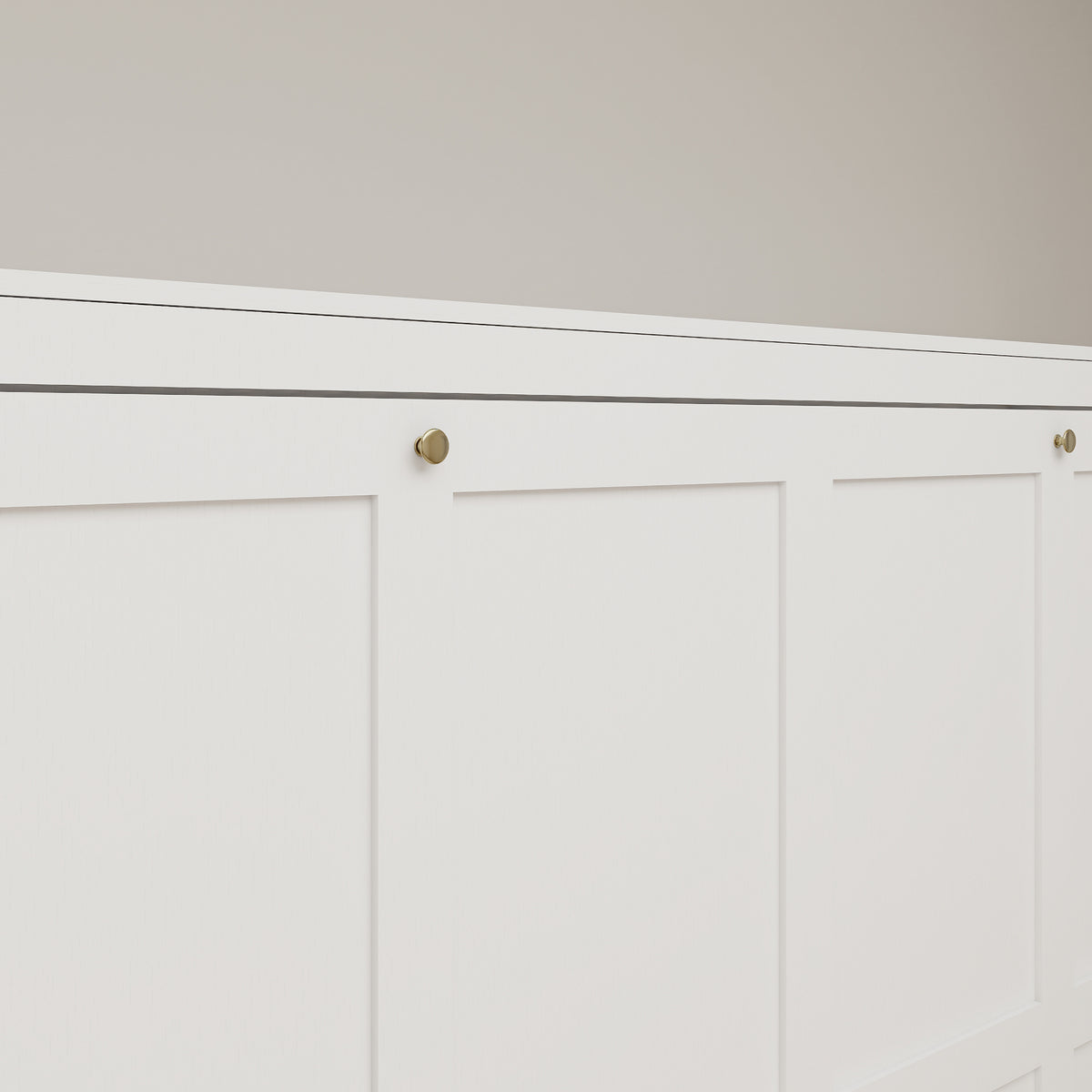 Queen Horizontal Murphy Bed with Desk – White