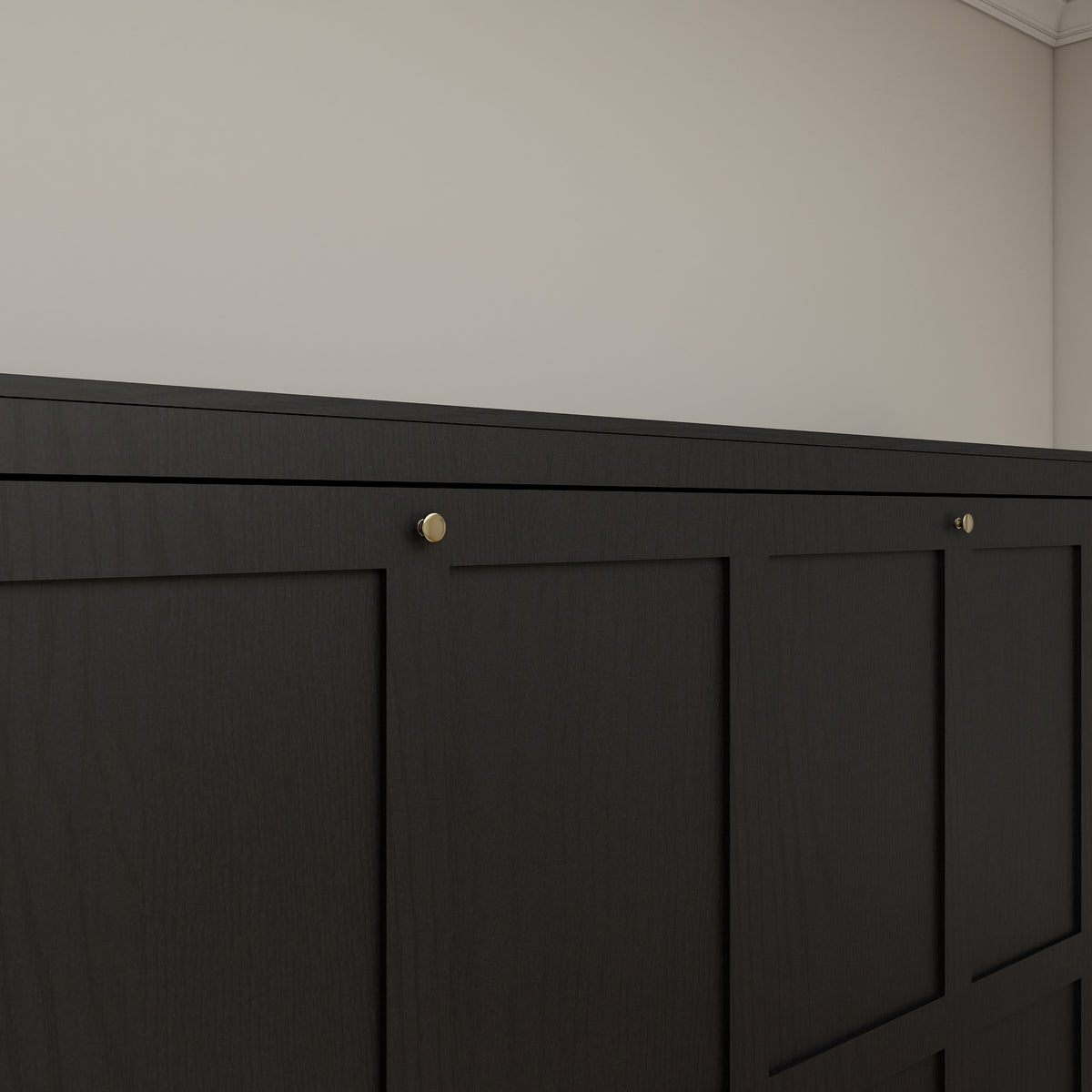 Queen Horizontal Murphy Bed with Desk – Black