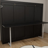 Queen Horizontal Murphy Bed with Desk – Black