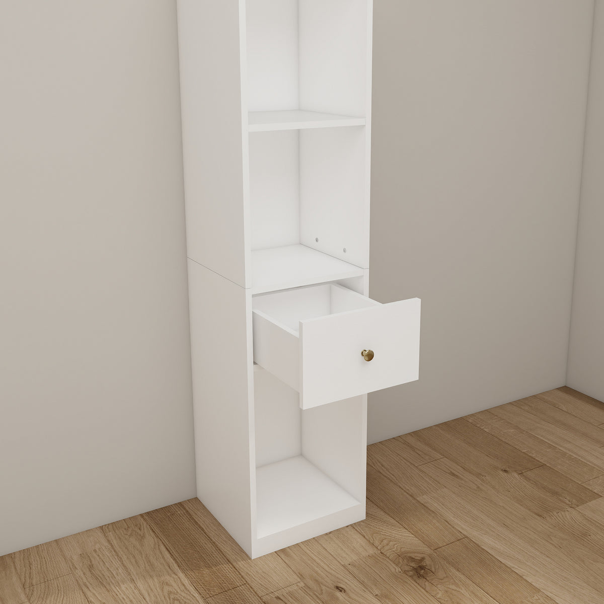 Queen Horizontal Murphy Bed with Storage Cabinets – White