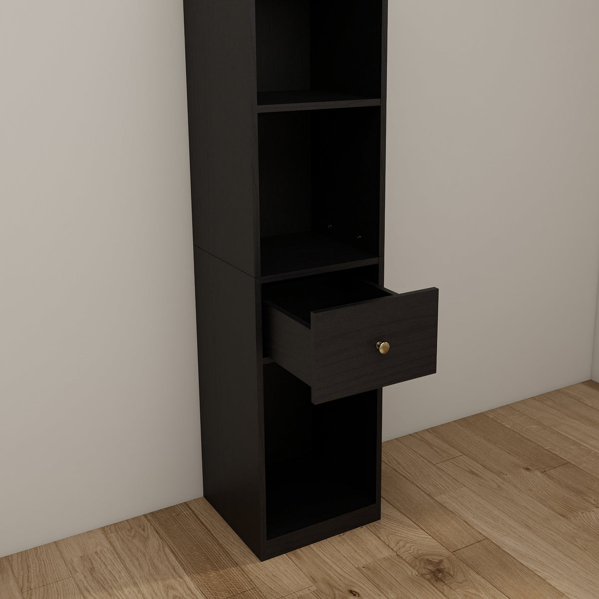 Queen Horizontal Murphy Bed with Storage Cabinets – Black