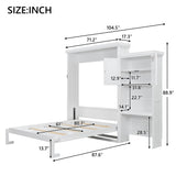 89" H Queen Size Murphy Bed with Closet, Drawers and Open Shelves