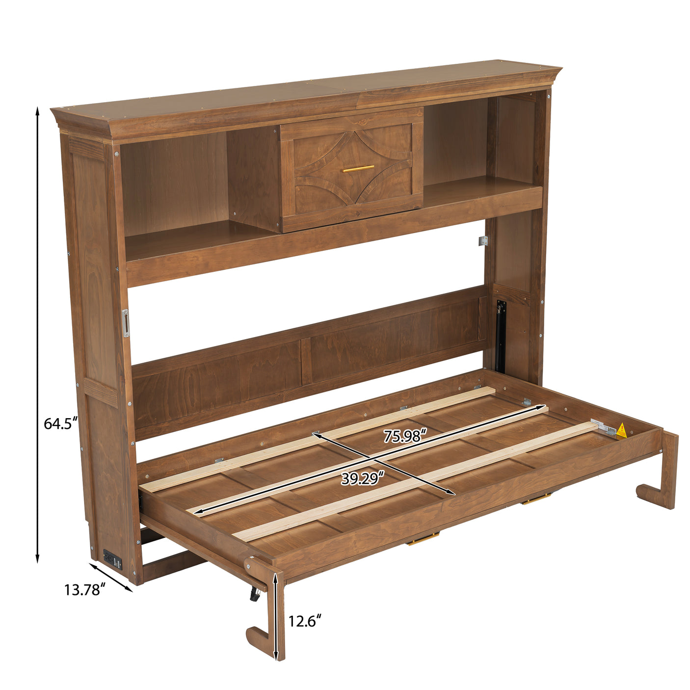 Twin Size Murphy Bed with Charging Station and Drawer