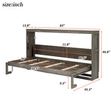 Twin Size Murphy Bed with LED Lights, Foldable Wall Bed Frame