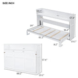 XL Size Murphy Bed with Desk,LED Light and USB Charging Station
