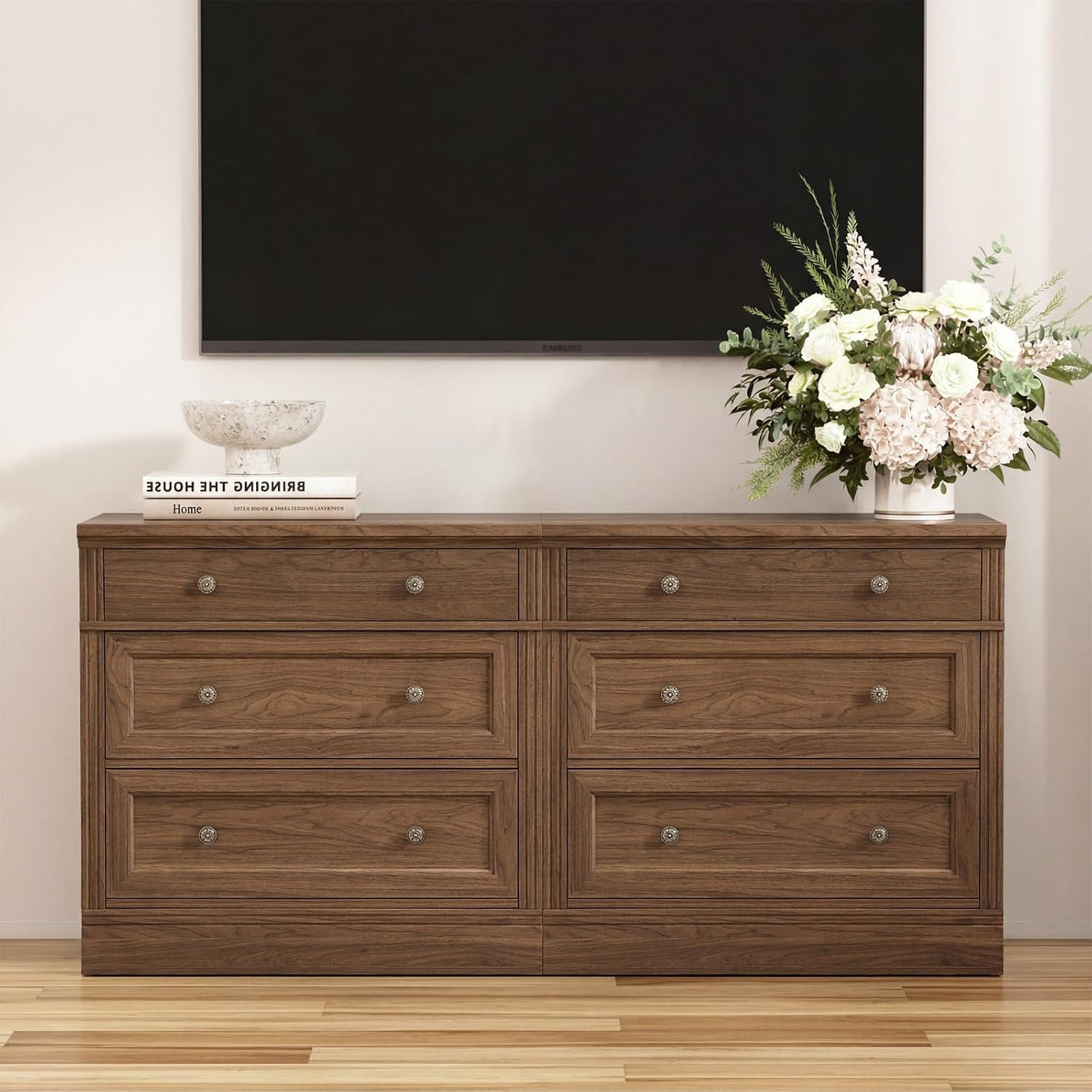 31.5" Oversized Nightstand with 3 Drawers | Light Oak, Ivory White & Walnut