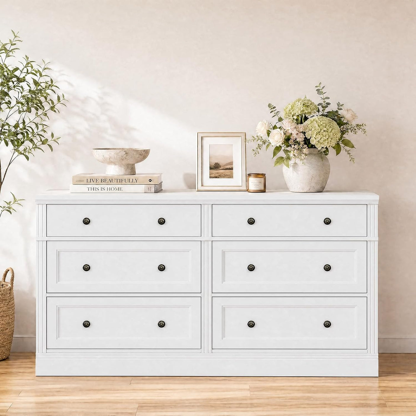 31.5" Oversized Nightstand with 3 Drawers | Light Oak, Ivory White & Walnut