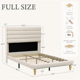 Yechen Cloud Bed Frame (Full/Queen), Boucle Upholstered Bedframe with Wavy Headboard, Wooden Platform Bed Frame with Solid Wood Legs, Soft Rounded Footboard, No Box Spring Needed, Easy Assembly, Beige
