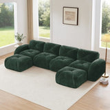 Oversized Modular Tufted Velvet Deep Seat Sofa with Ottomans - 32D Foam, No Assembly Required