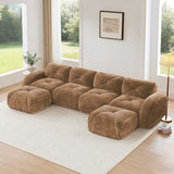 Oversized Modular Tufted Velvet Deep Seat Sofa with Ottomans - 32D Foam, No Assembly Required