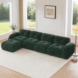 Oversized Modular Tufted Velvet Deep Seat Sofa with Ottomans - 32D Foam, No Assembly Required