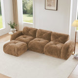 Oversized Modular Tufted Velvet Deep Seat Sofa with Ottomans - 32D Foam, No Assembly Required