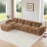 Oversized Modular Tufted Velvet Deep Seat Sofa with Ottomans - 32D Foam, No Assembly Required