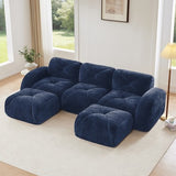 Oversized Modular Tufted Velvet Deep Seat Sofa with Ottomans - 32D Foam, No Assembly Required
