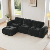 Oversized Modular Tufted Velvet Deep Seat Sofa with Ottomans - 32D Foam, No Assembly Required
