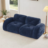 Oversized Modular Tufted Velvet Deep Seat Sofa with Ottomans - 32D Foam, No Assembly Required