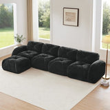 Oversized Modular Tufted Velvet Deep Seat Sofa with Ottomans - 32D Foam, No Assembly Required