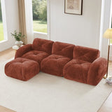 Oversized Modular Tufted Velvet Deep Seat Sofa with Ottomans - 32D Foam, No Assembly Required