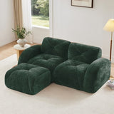 Oversized Modular Tufted Velvet Deep Seat Sofa with Ottomans - 32D Foam, No Assembly Required