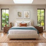 Cloud Boucle Bed Frame | Rounded Headboard, Solid Wood Legs, No Box Spring Needed