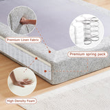 Cloud Bed Frame - Queen Upholstered Linen Platform Bed Frame, 1-Minute Tool-Free Setup, Modern Padded Headboard Mattress Foundation, Supportive Dual-Core Silent Bed Frame