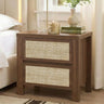 Handmade Rattan Bedside Table Set in Natural Walnut